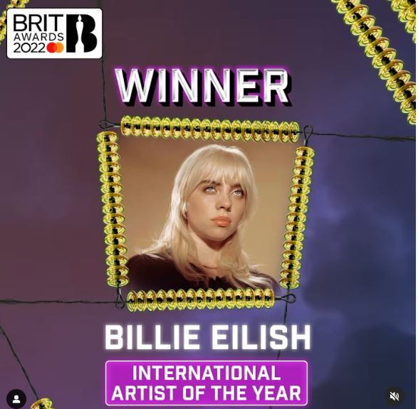 Kalahkan Taylor Swift, Billie Eilish Sabet Piala International Artist Of The Year