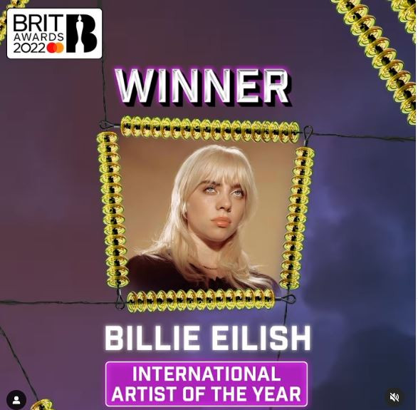 Kalahkan Taylor Swift, Billie Eilish Sabet Piala International Artist of the Year
