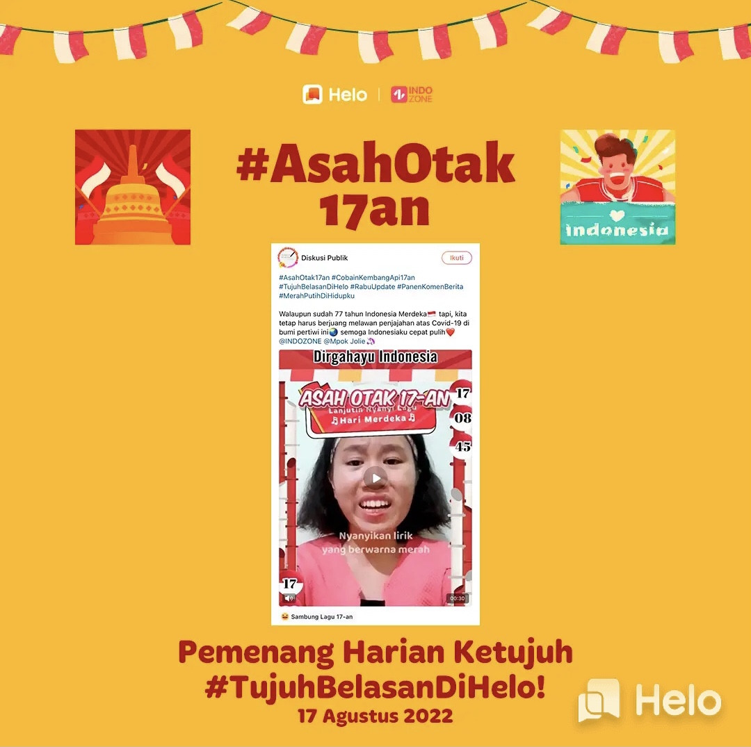 Perayaan HUT RI Ke-77 Tahun Berlangsung Meriah Lewat #TujuhBelasanDiHelo