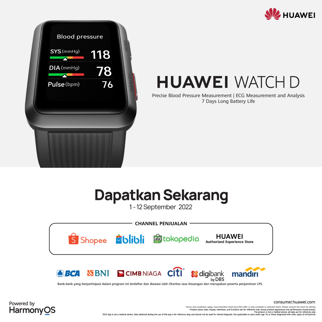 Pantau Tekanan Darah dan Kesehatan dengan HUAWEI WATCH D