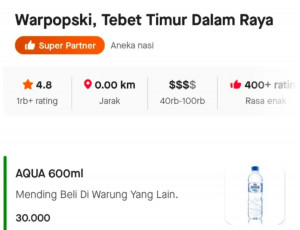 Protes Gojek, Warung Makan Warpopski Hanya Jual Air Mineral di Gofood
