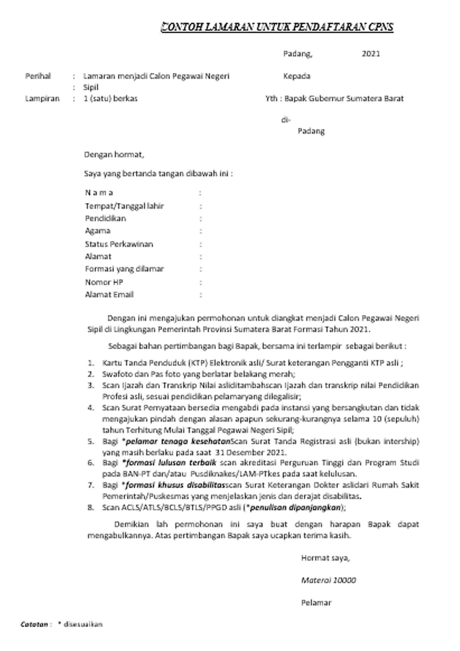 surat lamaran kerja 