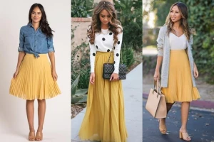 4 Model Baju yang Cocok untuk Rok Plisket Warna Mustard
